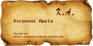 Korponai Appia névjegykártya